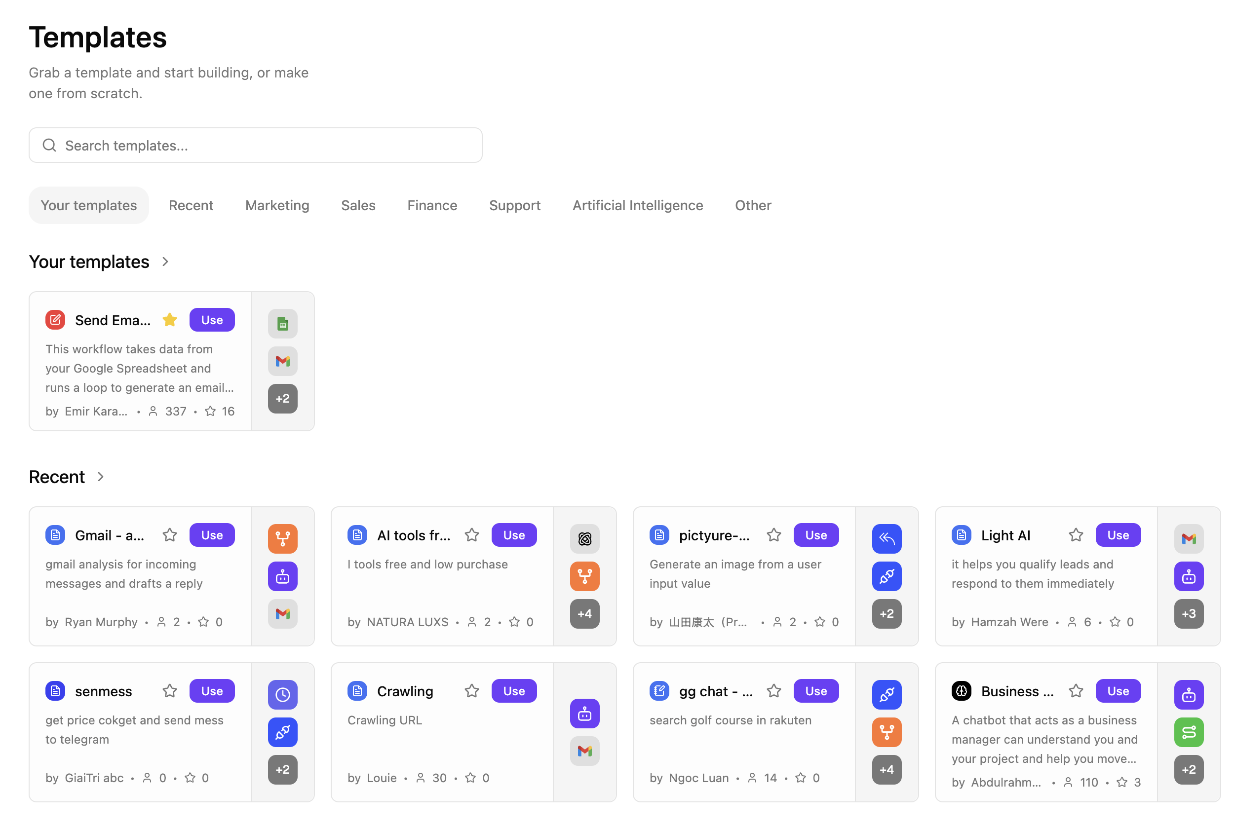 Cadense workflow templates gallery